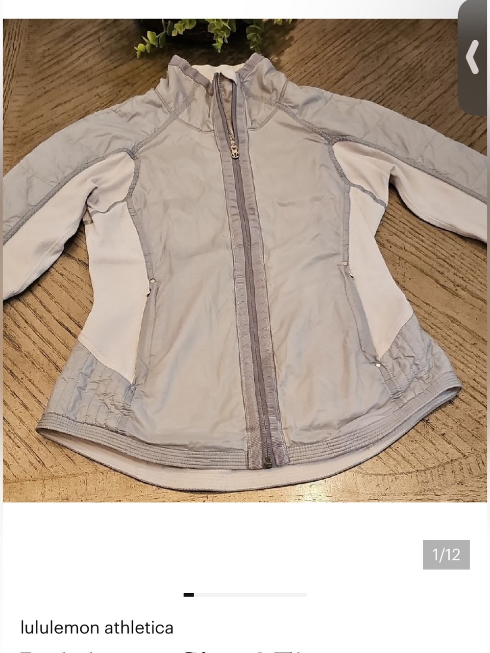 lululemon athletica Women's Light Gray and White fleece Jacket